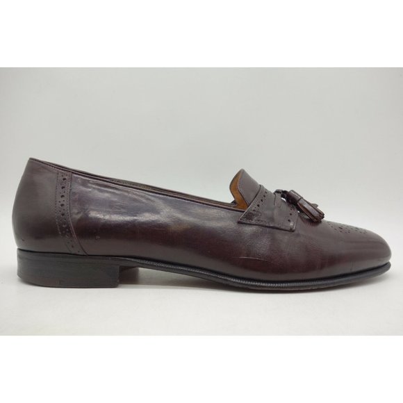 Salvatore Ferragamo Burgundy Leather Slip On Tassel Loafers Shoes Men\'s 9 D main image 8